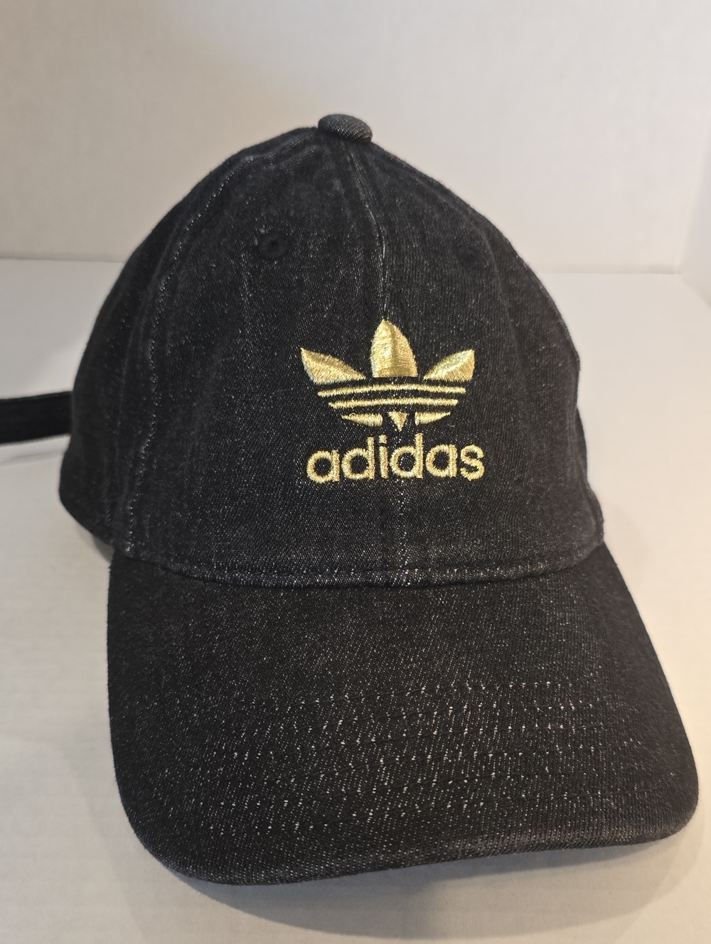 adidas Black Baseball Hat with Gold Trefoil